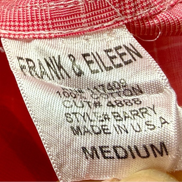 Frank & Eileen Barry Pink White Check Plaid Cotton Button Down Shirt Medium USA - Picture 5 of 6